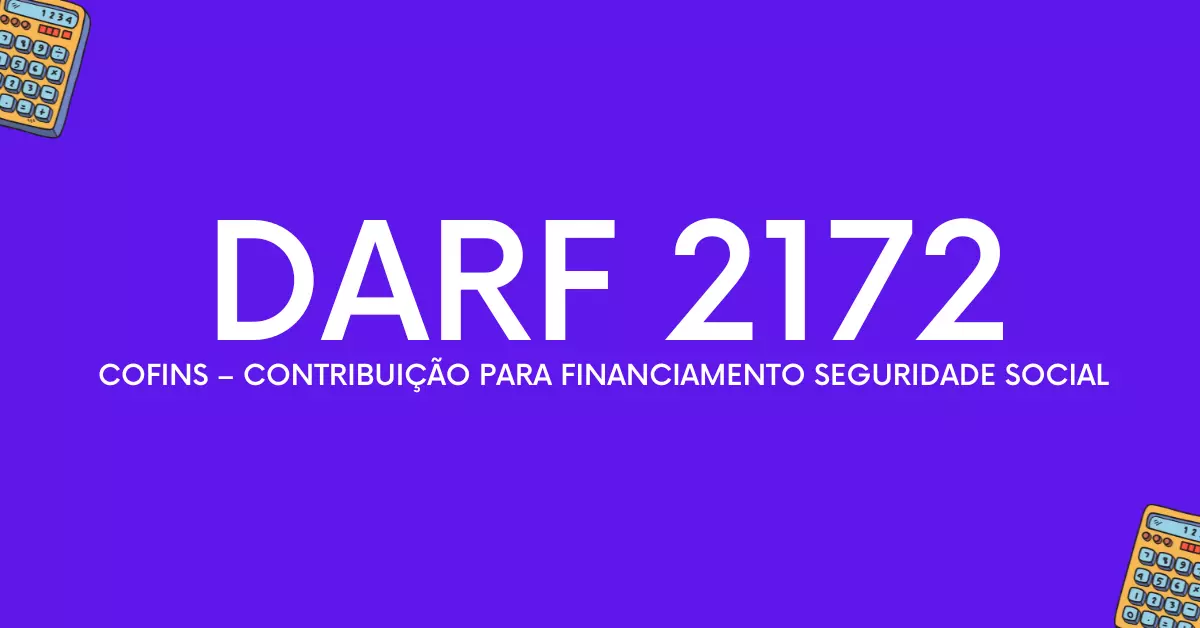 banner escrito DARF 2172 e a descrição COFINS